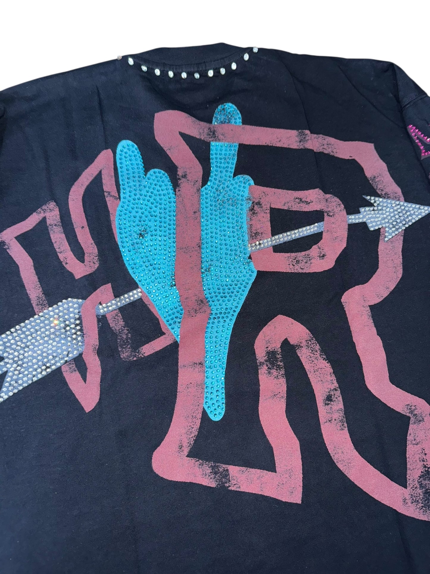 “LOVE IS A GAMBLE” LONG SLEEVE RHINESTONES