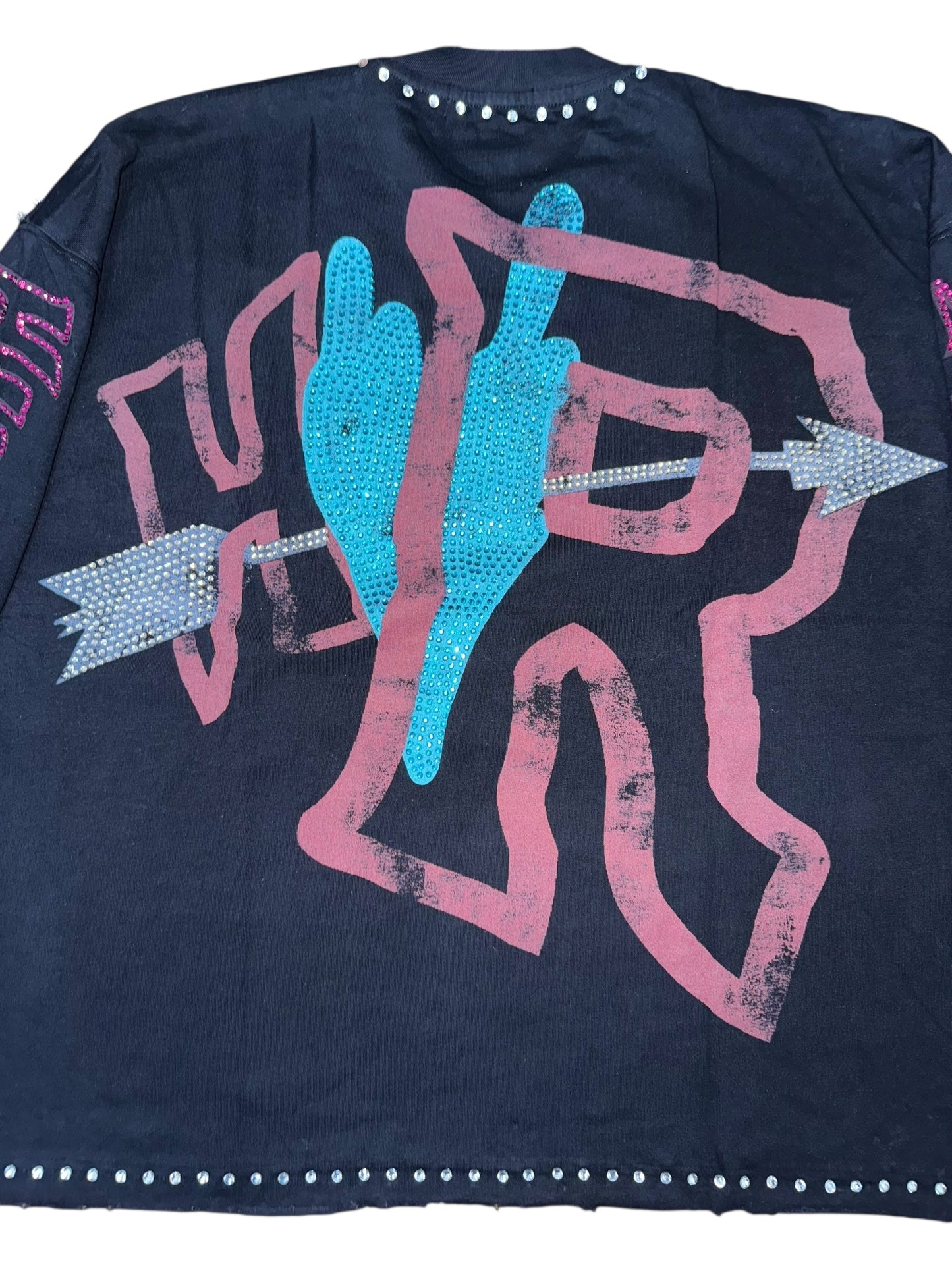 “LOVE IS A GAMBLE” LONG SLEEVE RHINESTONES