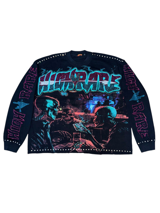 “LOVE IS A GAMBLE” LONG SLEEVE RHINESTONES