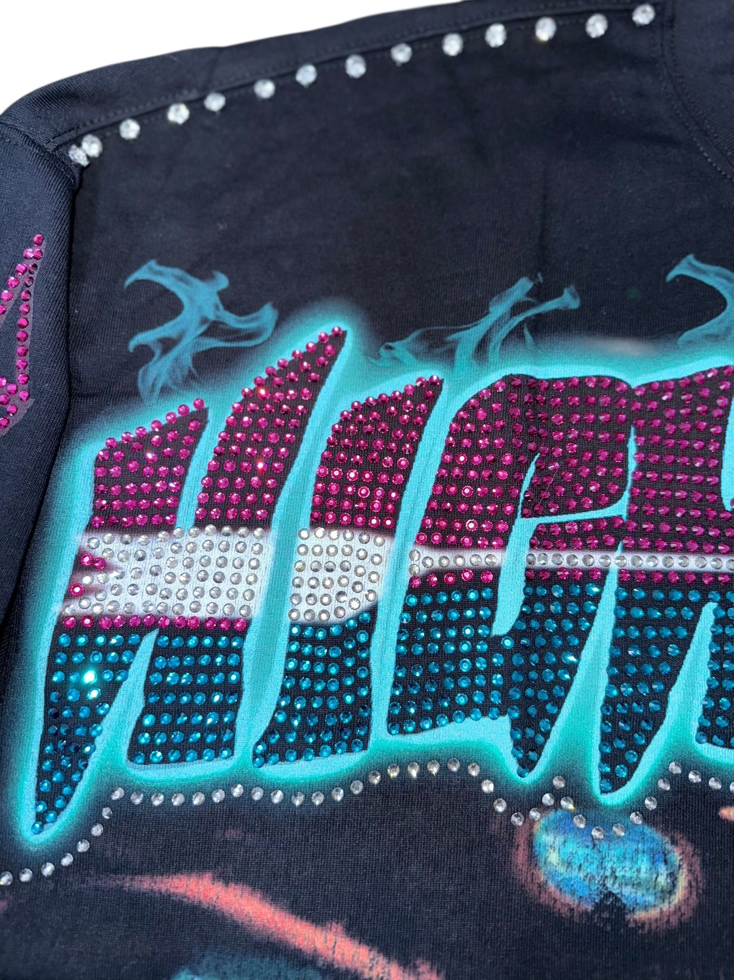 “LOVE IS A GAMBLE” LONG SLEEVE RHINESTONES