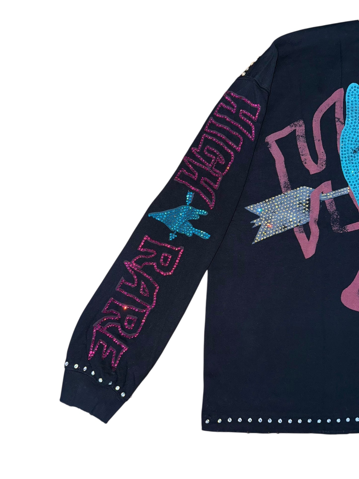 “LOVE IS A GAMBLE” LONG SLEEVE RHINESTONES